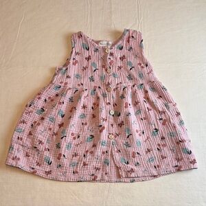Bean's Girls Soft Pink Sleeveless Button Up  Waffle Print Dress 18-24 months
